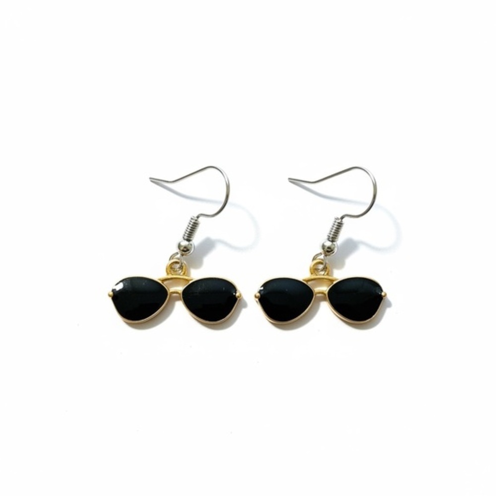 Gold and Black Colored Sunglasses Earrings